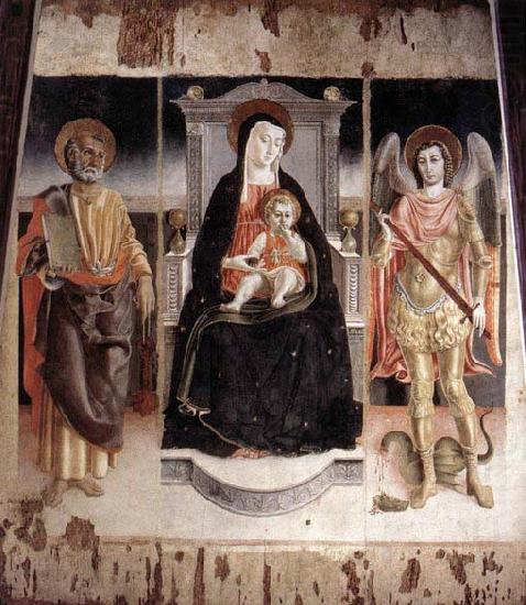 Lorenzo Veneziano Madonna Enthroned with the Infant Christ, St Peter and St Michael china oil painting image